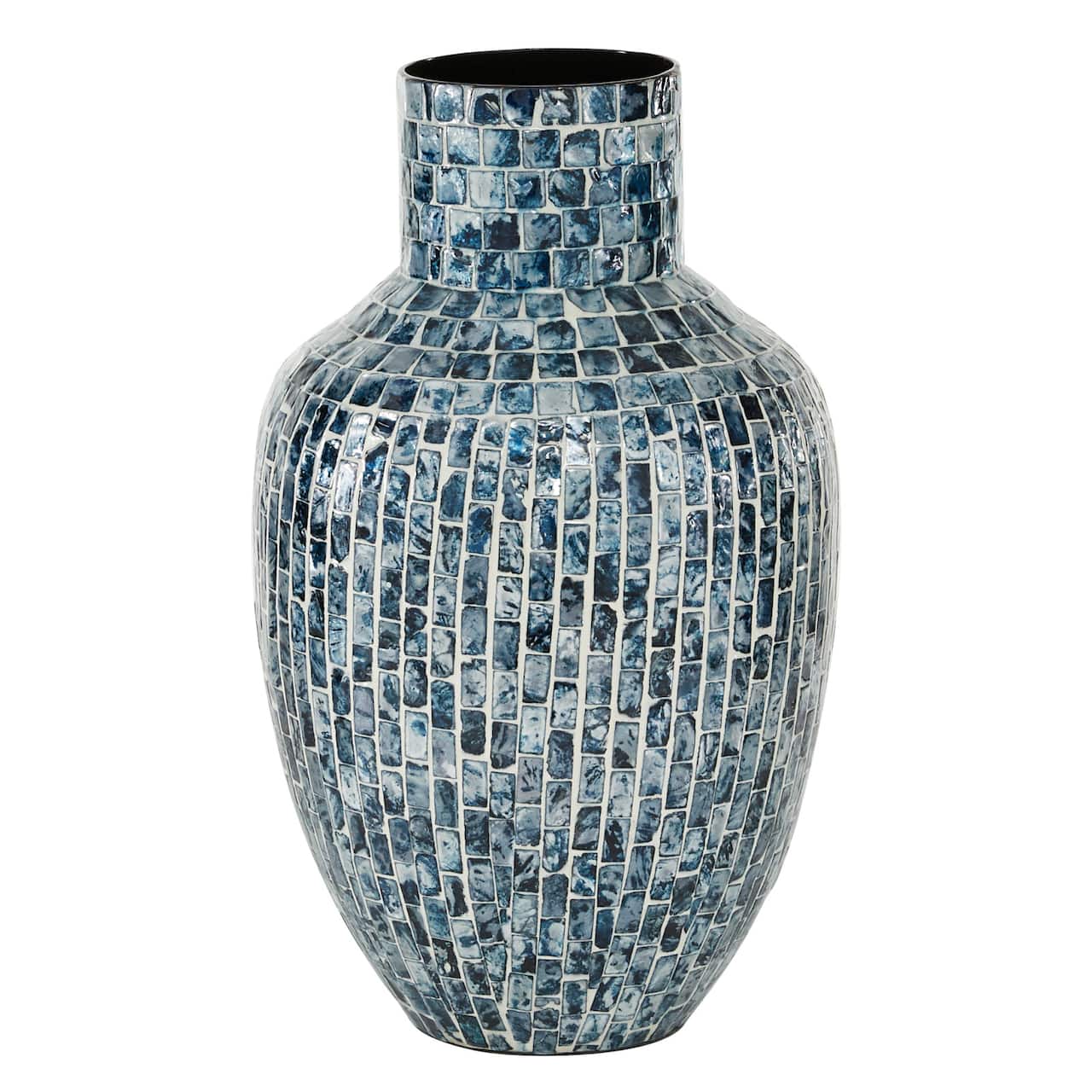 16&#x22; Blue Mother of Pearl Coastal Vase